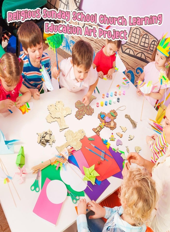 DoubleFill 24 Set Religious Easter DIY Crafts Jesus Wood Kit for Kids Christian Wooden Trees for Crafts Unfinished Wooden Crosses Ornaments for Vacation Bible School Sunday School Church Easter Decor - Image 5